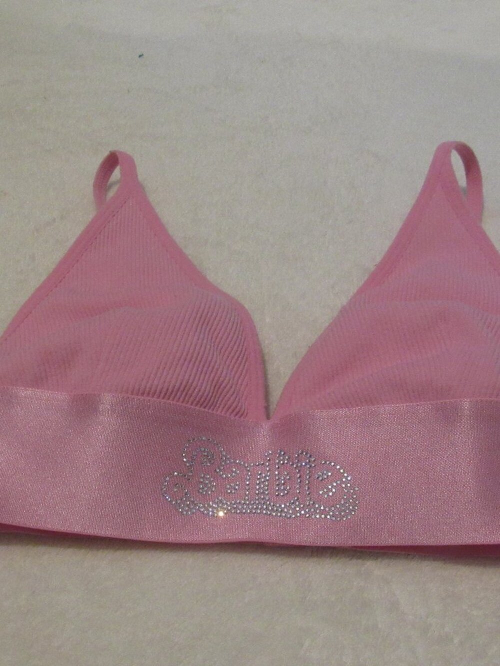 Babie Pink Ribbed Bralette Size XS USED